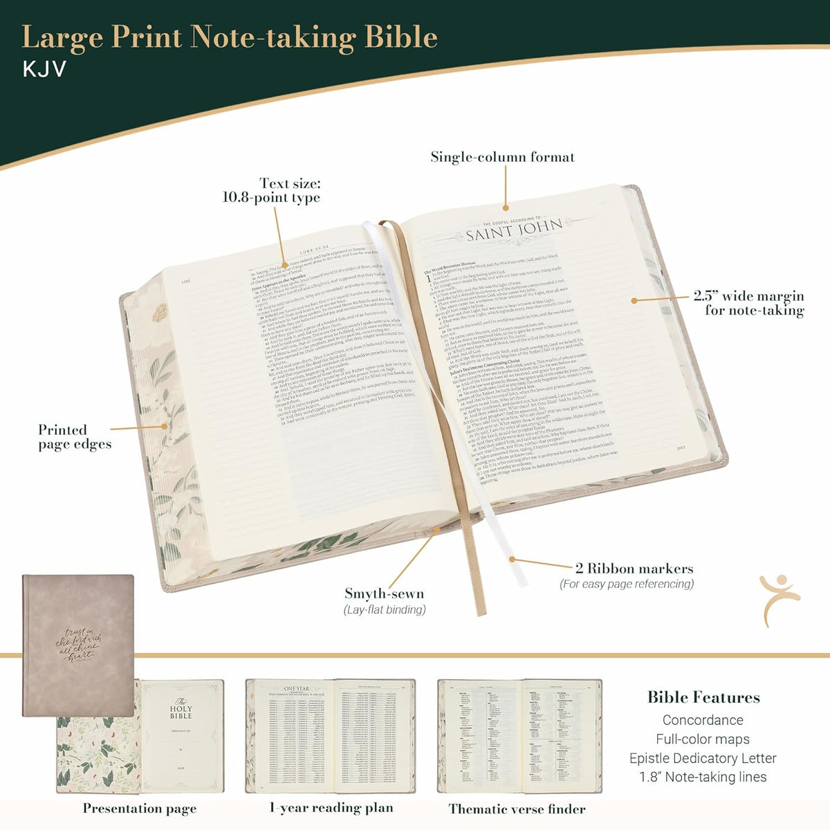 KJV Holy Bible, Large Print Note-taking Bible