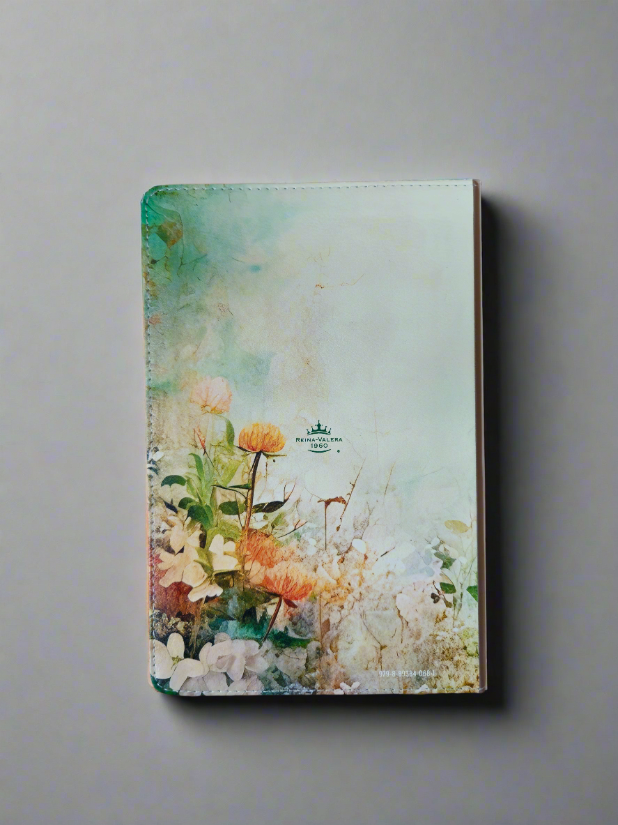 Santa Biblia Letra Grande RVR60, Con Indice, Piel (Flores en primavera verde)