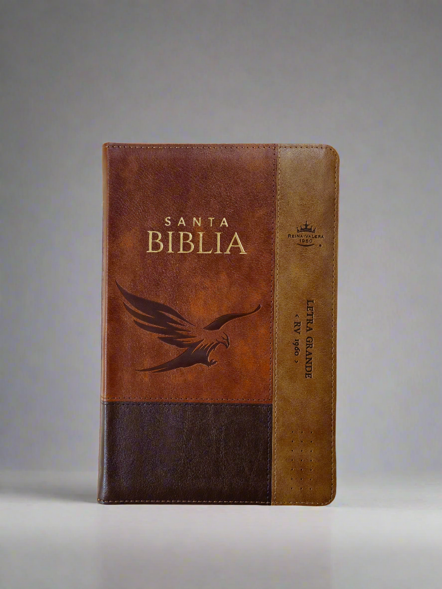 Santa Biblia Letra Grande RVR1960, Con Indice y Cierre, Piel (Aguila Cafe, Portatil)