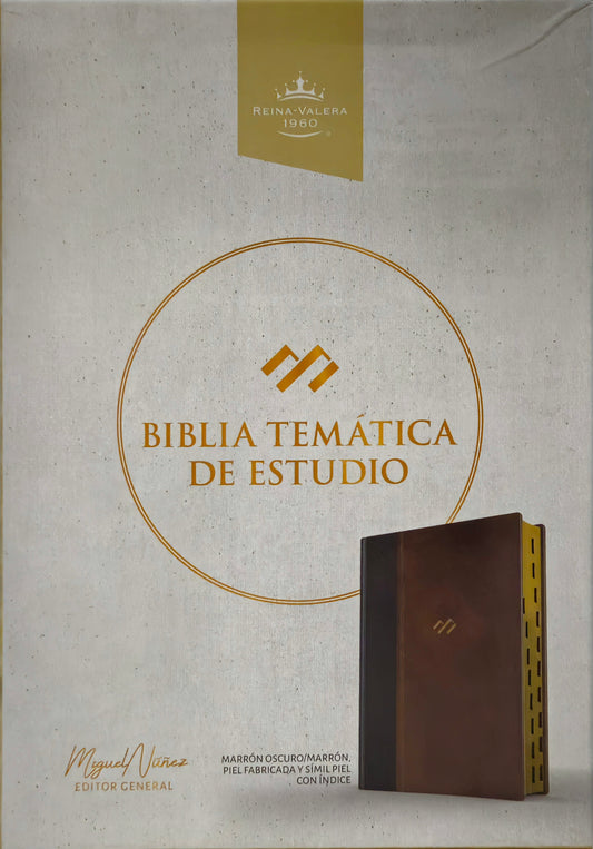 Biblia Tematica De Estudio RVR1960, Con Indice, Piel (Marron oscuro/Marron)