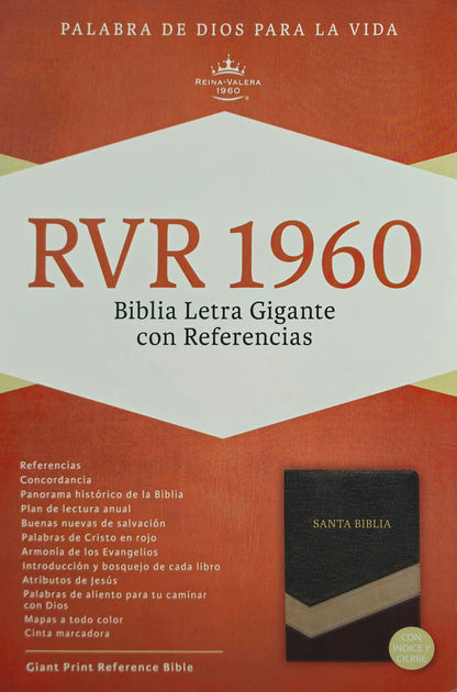 Biblia Letra Grande con Referencias, RVR1960, Con Indice y Cierre, Simil Piel (Marron/tostado/bronceado)