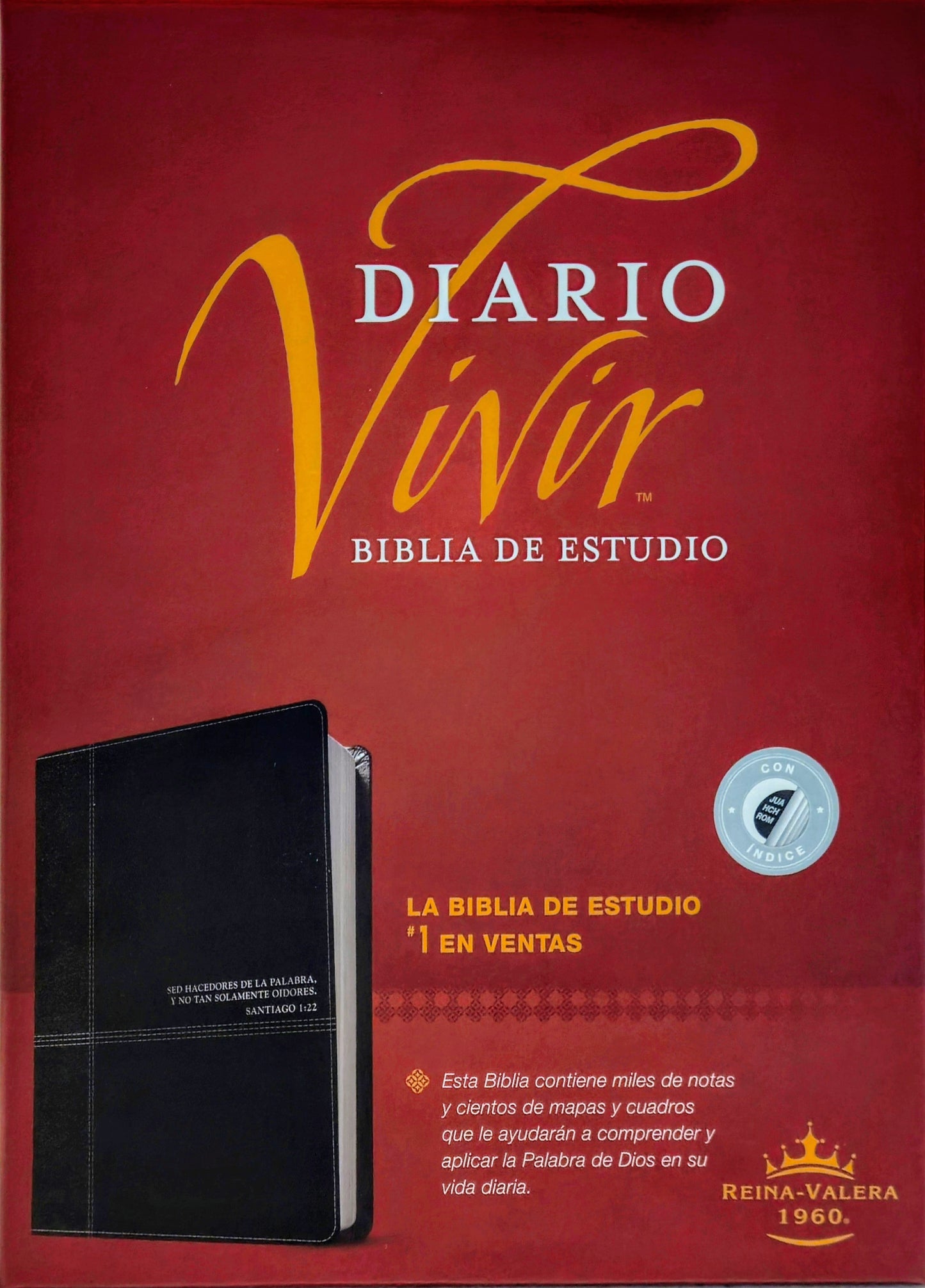 Biblia de Estudio del Diario Vivir RVR1960, Con Indice, SentiPiel (Negro/onice)