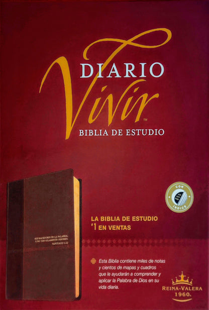 Biblia de Estudio del Diario Vivir RVR1960, Con Indice, SentiPiel (Cafe/cafe claro)