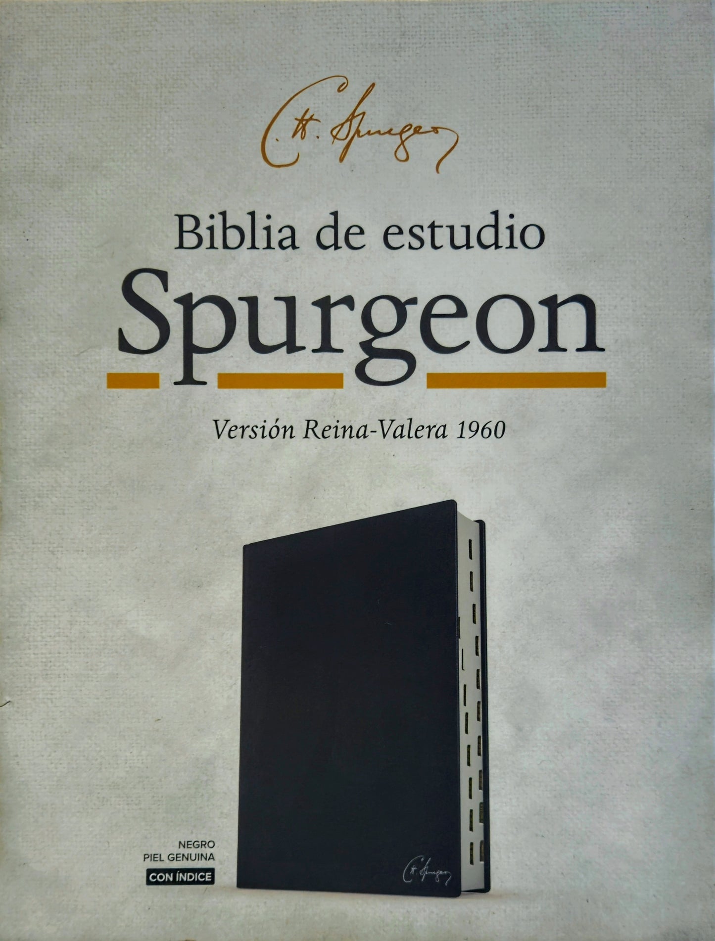 Biblia de Estudio Spurgeon RVR1960, Con Indice, Piel Genuina (Negra)