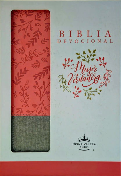 Biblia Devocional Mujer Verdadera RVR1960, Piel (Duotono Coral)