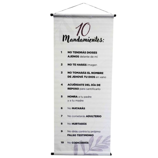Pergamino De Lona Grande Impreso a Color - 10 Mandamientos