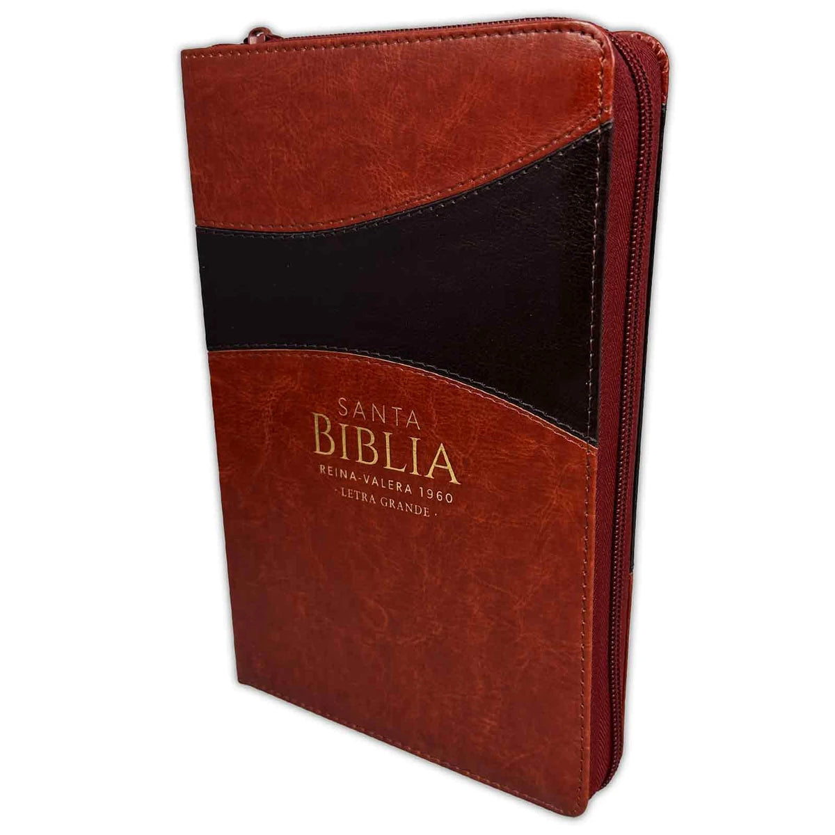 Biblia Manual con Cierre Letra Grande 12 puntos RV1960, imit piel chocolate y café con índice