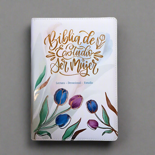 Biblia De Estudio Ser Mujer RVR1960, Letra Grande, Cierre, Indice y Piel