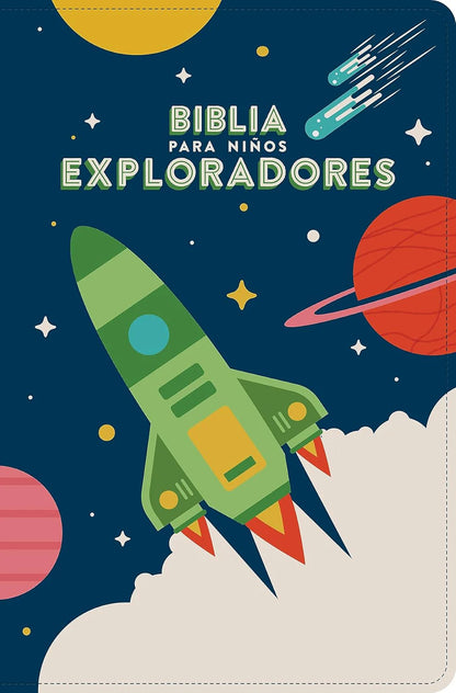 Biblia Para Niños Exploradores RVR1960, Letra Grande, Simil Piel/Azul Cosmico
