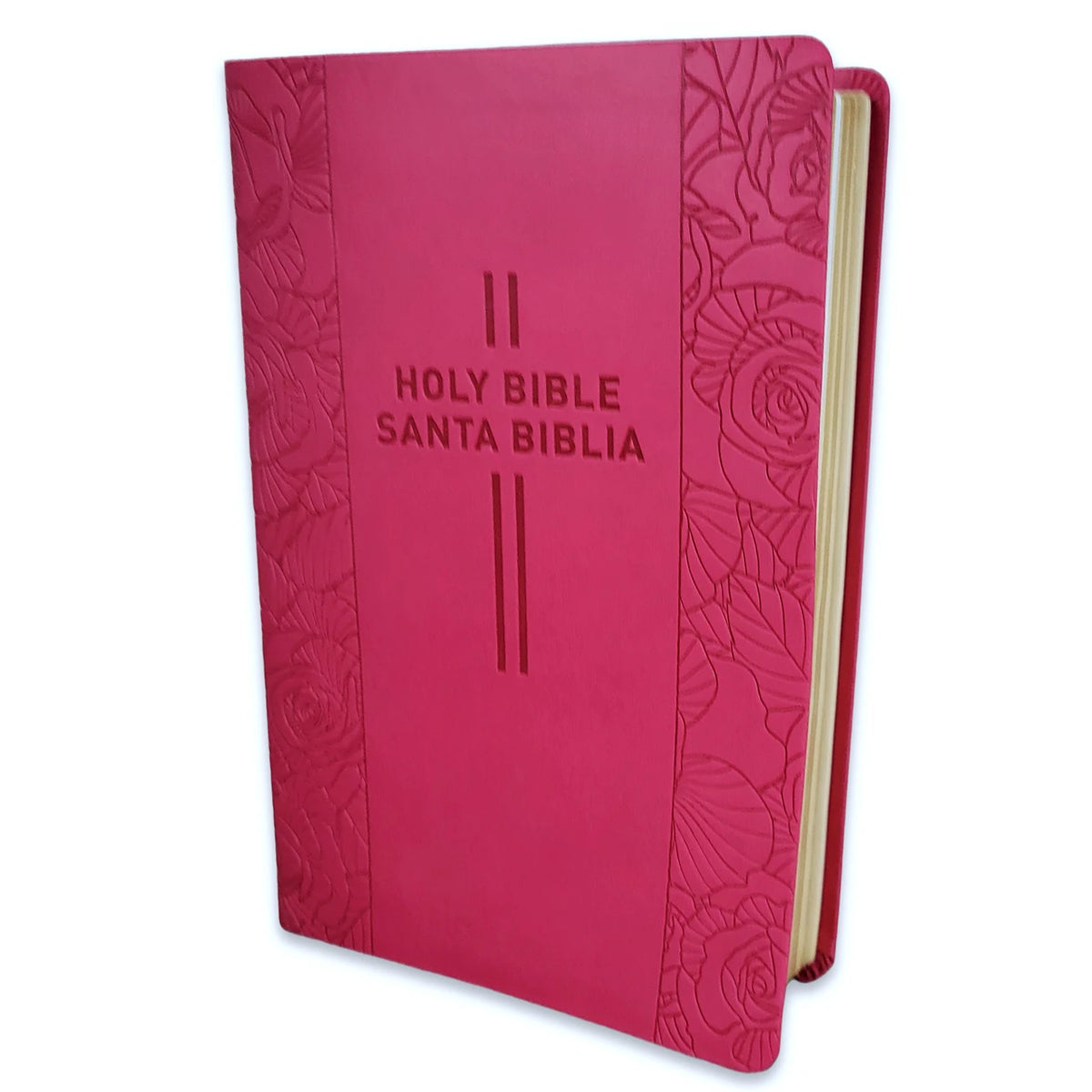 Biblia Bilingüe Nueva Traducción Vivente NTV y New Living Translation NLT, imit piel rosa