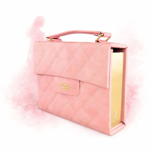 Biblia Cartera con Broche Magnético Compacta RV1960. Delux bag rosa claro con asa de mano