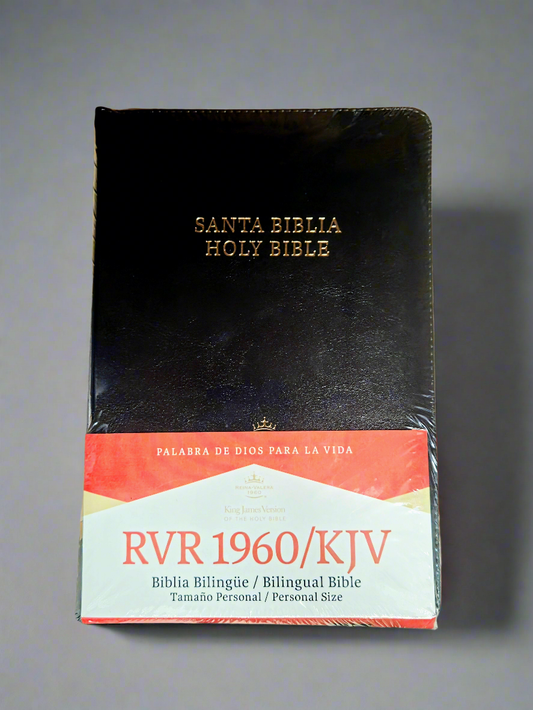 Biblia Bilingüe RVR1960 / Bilingual Bible KJV, Con Indice y Cierre, Piel (Negro)