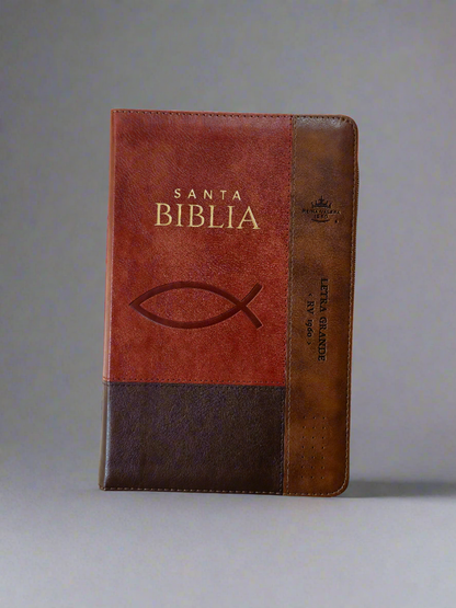 Santa Biblia Letra Grande RVR1960, Con Indice y Cierre, Piel (Ichtus Cafe)