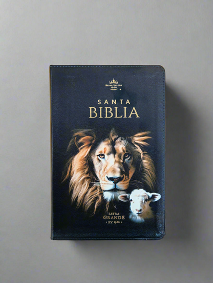 Santa Biblia Letra Grande RVR60, Con Indice, Piel (Negro Leon y Cordero)