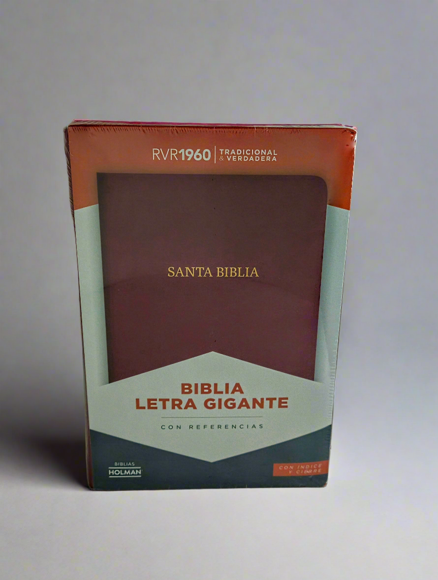 Biblia Letra Gigante con Referencias RVR1960, Con Indice y Cierre, Simil Piel (Vino)