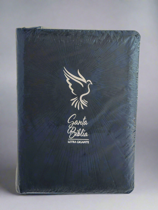 Santa Biblia Letra Gigante RVR60, Tam. Manual, Con Indice y Cierre, Piel (Azul)