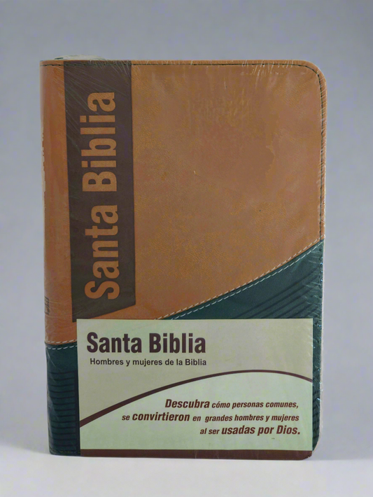 Santa Biblia Hombres Y Mujeres De La Biblia RVR1960, Con Cierre, Piel (verde/terracota)