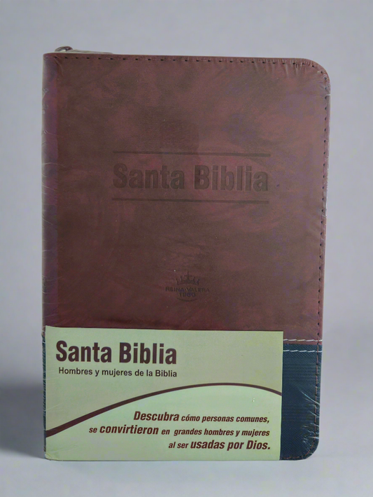 Santa Biblia Hombres Y Mujeres De La Biblia RVR1960, Con Cierre, Piel (Azul/vino)