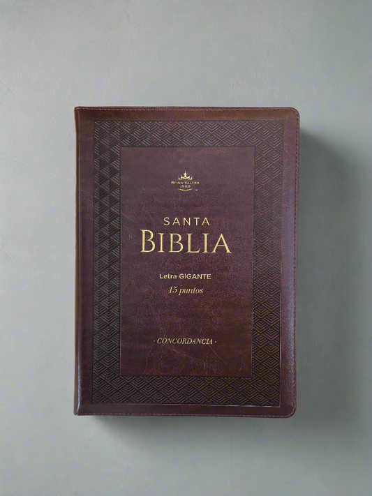 Santa Biblia Letra Gigante RVR1960, Con Indice y Cierre, Piel (Marron Geometrico)