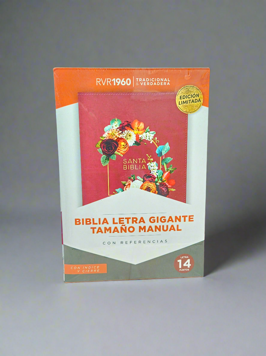 Biblia Letra Gigante Tamaño Manual con Referencias, RVR1960, Con Indice y Cierre, Piel (Granada)