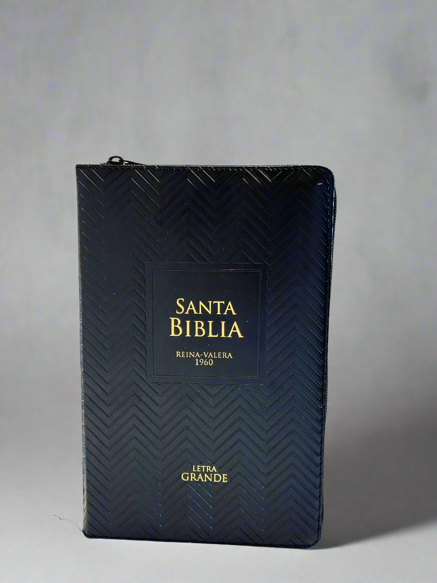 Santa Biblia Letra Grande RVR1960, Con Indice y Cierre, Piel (Encanto 4 Negro)