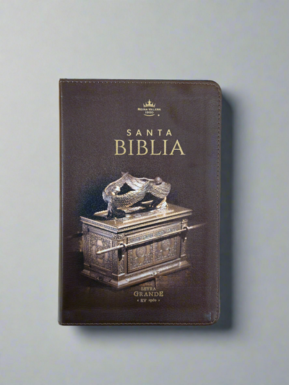 Santa Biblia Letra Grande RVR60, Con Indice, Piel (Cafe Arca de la Alianza)