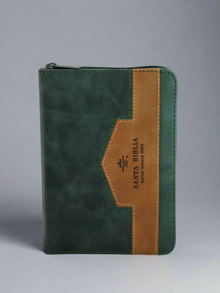 Santa Biblia de Bolsillo, RVR1960, Con Indice y Cierre, Piel (Verde,Cafe)