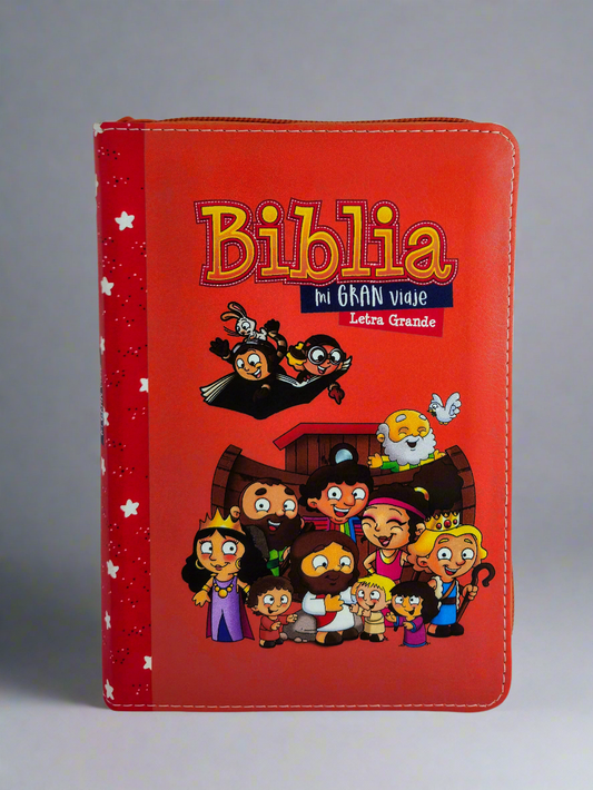 Biblia Mi Gran Viaje, Letra Grande, RVR1960, Con Cierre, Piel