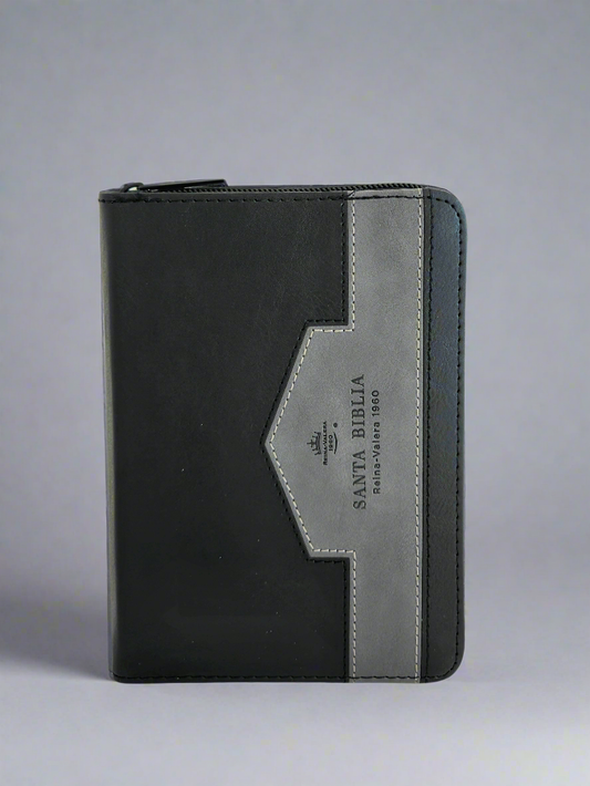 Santa Biblia de Bolsillo, RVR1960, Con Indice y Cierre, Piel (Negro,Gris)