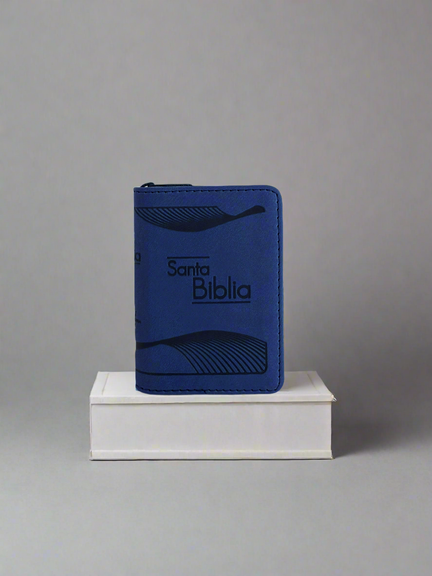 Santa Biblia Tamaño Bolsillo RVR1960, Con Cierre, Piel (Azul)