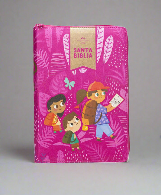 Biblia Interactiva Para Niñas RVR1960, Letra Grande, Con Cierre, Piel (Rosa)