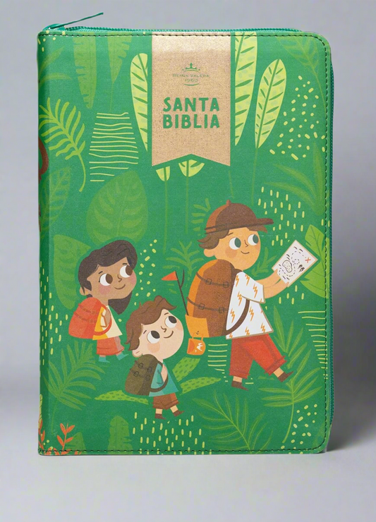 Biblia Interactiva Para Niños RVR1960, Letra Grande, Con Cierre, Piel (Verde)