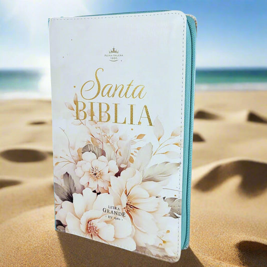 Santa Biblia Letra Grande RVR1960, Con Indice y Cierre, Piel (Vergel Turquesa)